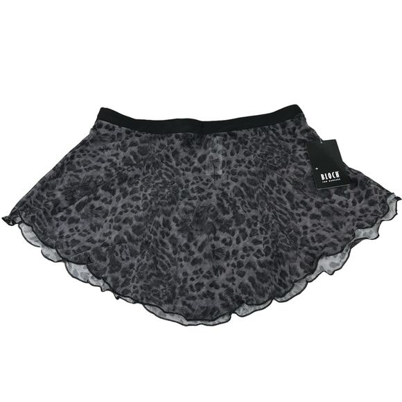 Bloch Ladies Janise Animal Print Mesh Pull On Skirt M Black Gray New - Picture 4 of 12